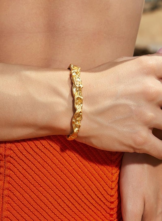 O'rengela Hammered Bracelet, Gold Plated, Adjustable Length - Image 4